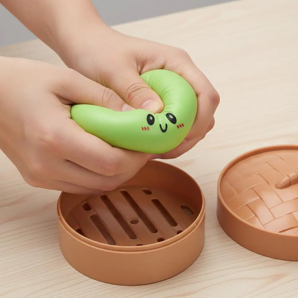 Giant Mystery Dumpling Squishy Soft Stretchy Bun with Food Steamer Design Pinchable Fingertip Fun Play and Squishy Lovers
