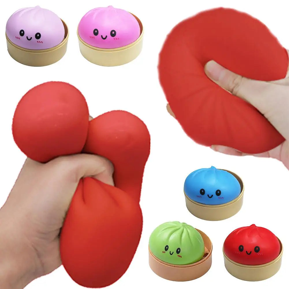 Giant Mystery Dumpling Squishy Soft Stretchy Bun with Food Steamer Design Pinchable Fingertip Fun Play and Squishy Lovers