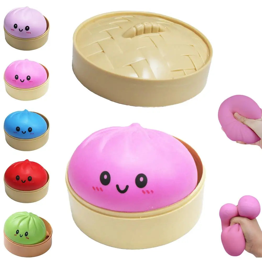 Giant Mystery Dumpling Squishy Soft Stretchy Bun with Food Steamer Design Pinchable Fingertip Fun Play and Squishy Lovers