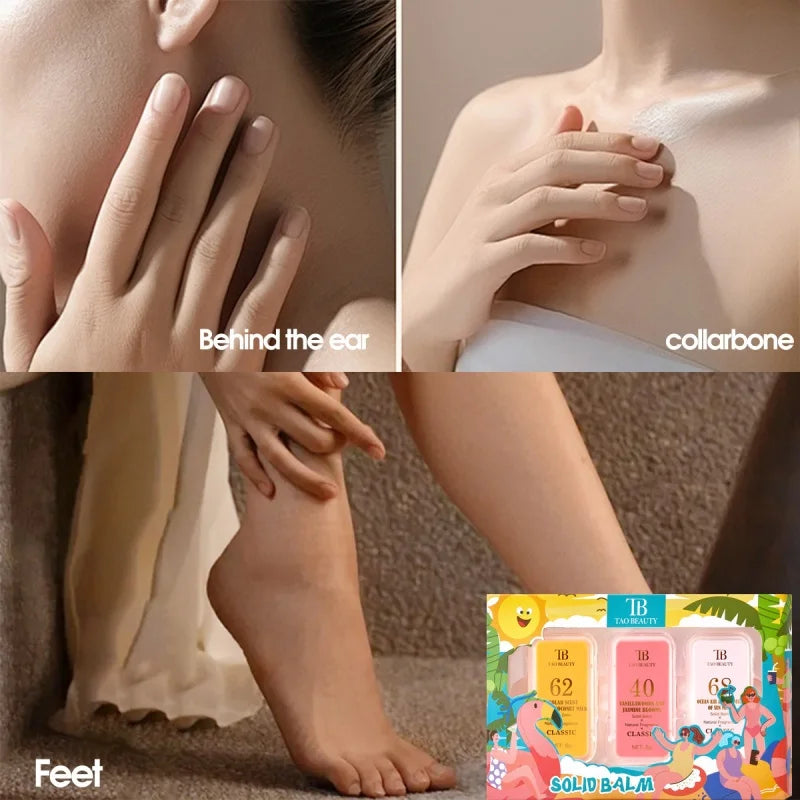 Summer Solid Perfume Refreshing Floral Romantic Long-Lasting Body Balm Deodorant Fragrance Men Women Portable Balm Box Set