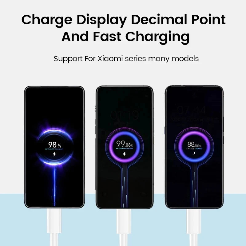 Fast Charger Cable  Quick  Charging for Xiaomi  100-240V, USB Charger Cable Sleek Charging Design, Durable Charging Port
