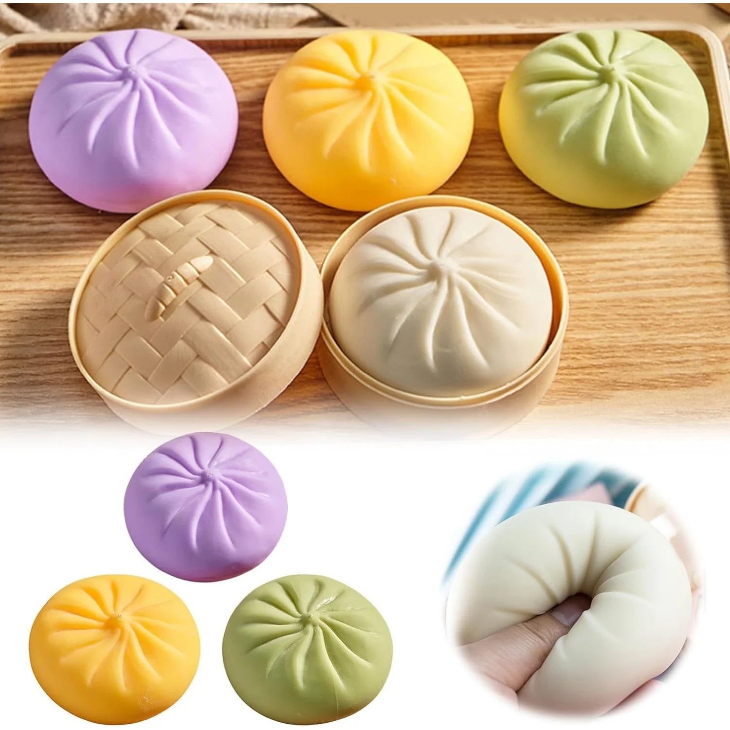 Giant Dumpling Squishy, Jumbo Dumpling Squishy Toy with Steamer, Anxiety Relief Squeeze Toy for Decompression and Sensory Play