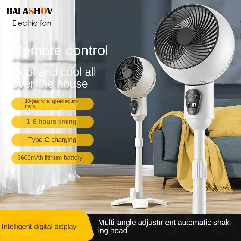 Pedestal Fan Adjustable Height Timer Remote Control 10 Speeds, For Bedroom, Living Room, Office Electric Fan Household