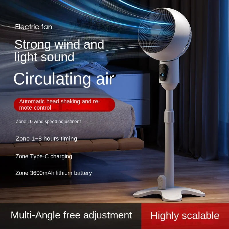 Pedestal Fan Adjustable Height Timer Remote Control 10 Speeds, For Bedroom, Living Room, Office Electric Fan Household